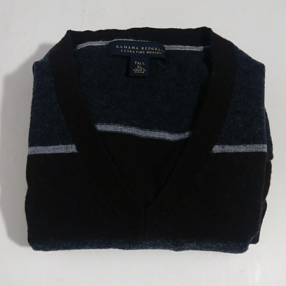 Banana Republic v neck stripe sweater men size XLT